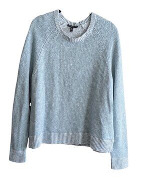 EILEEN FISHER Slub Sweater Size SP Organic Linen Cotton Blue Ivy Coastal Casual